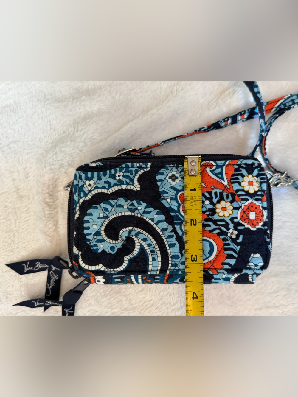 Vera Bradley Blue Orange Paisley All-in-One Crossbody Wallet - Picture 6 of 8
